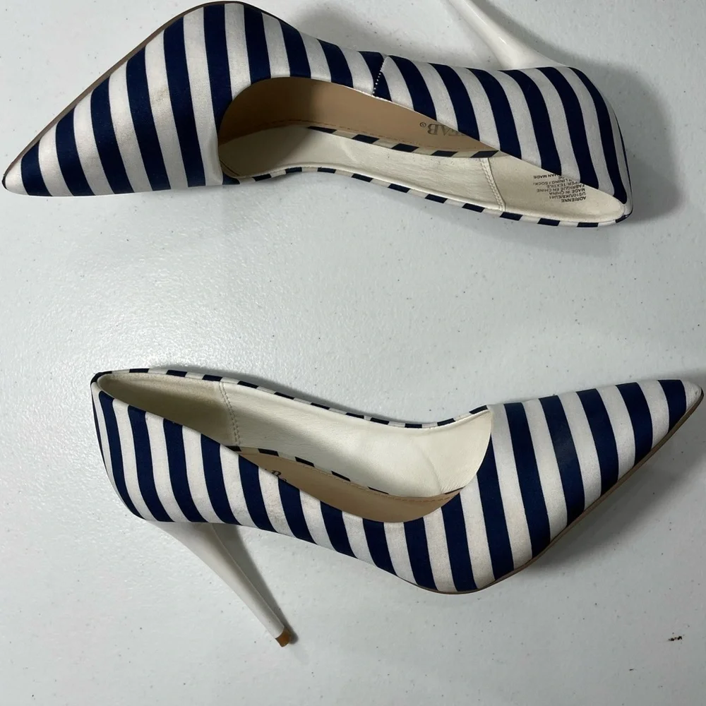 JustFab Striped Navy and White Heels SB-